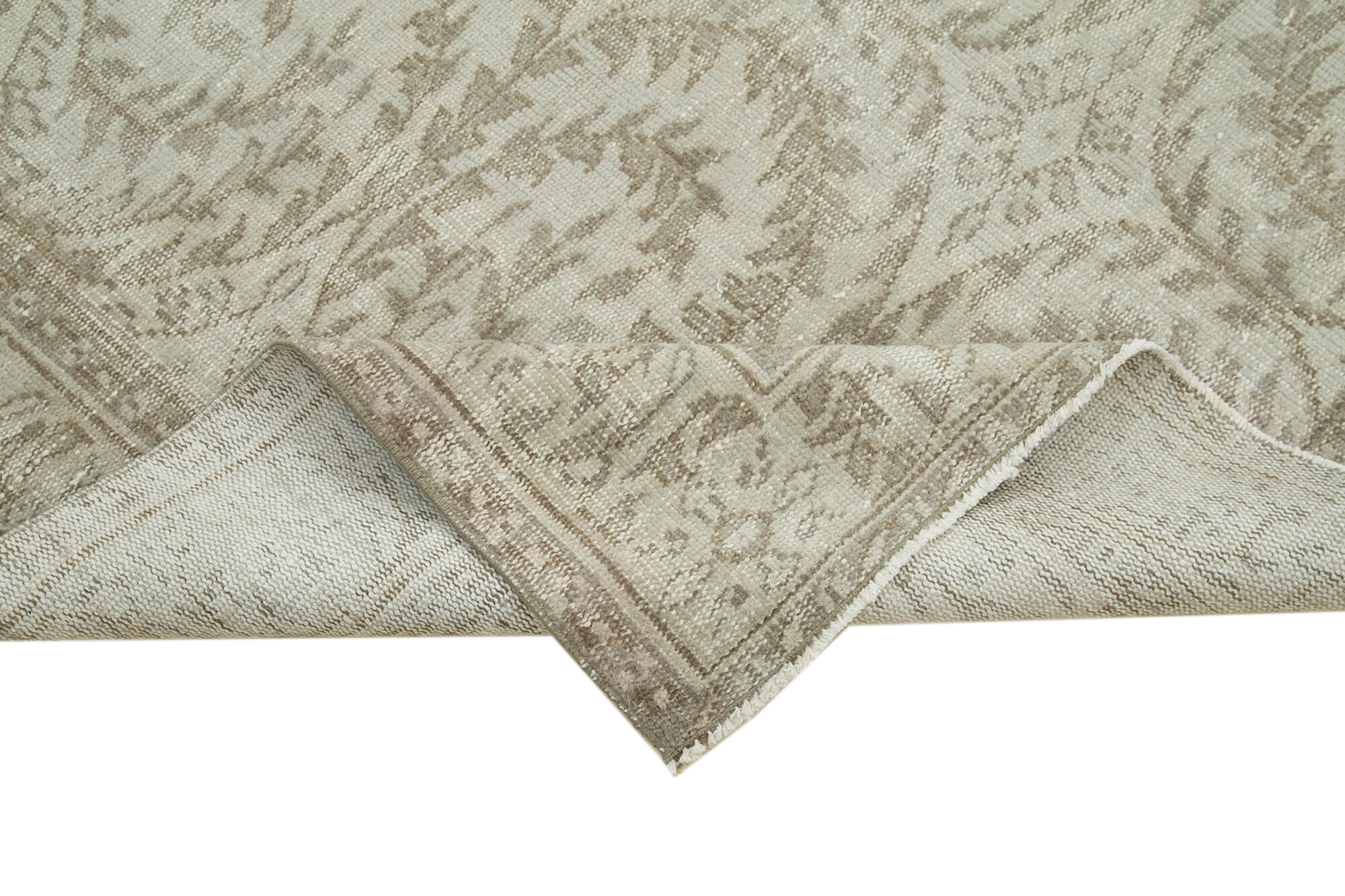 Handmade Wool Area Rug - Vintage Cotton Rug, Beige Area Carpet 5'9''x8'11''