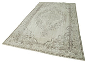 Handmade Wool Area Rug - Vintage Cotton Rug 6'4''x10'4'' Beige Classic Woven