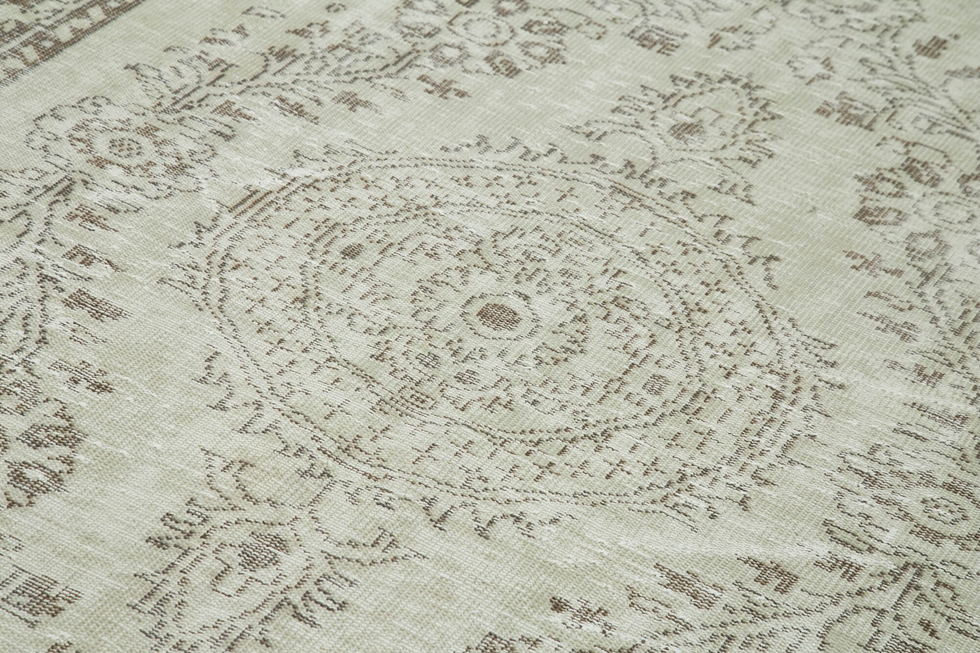 Handmade Wool Area Rug - Vintage Cotton Rug 6'4''x10'4'' Beige Classic Woven