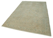 Vintage Cotton Wool Rug - Handmade Area Rug 5'11''x9'5'' Beige Turkish Wool Carpet