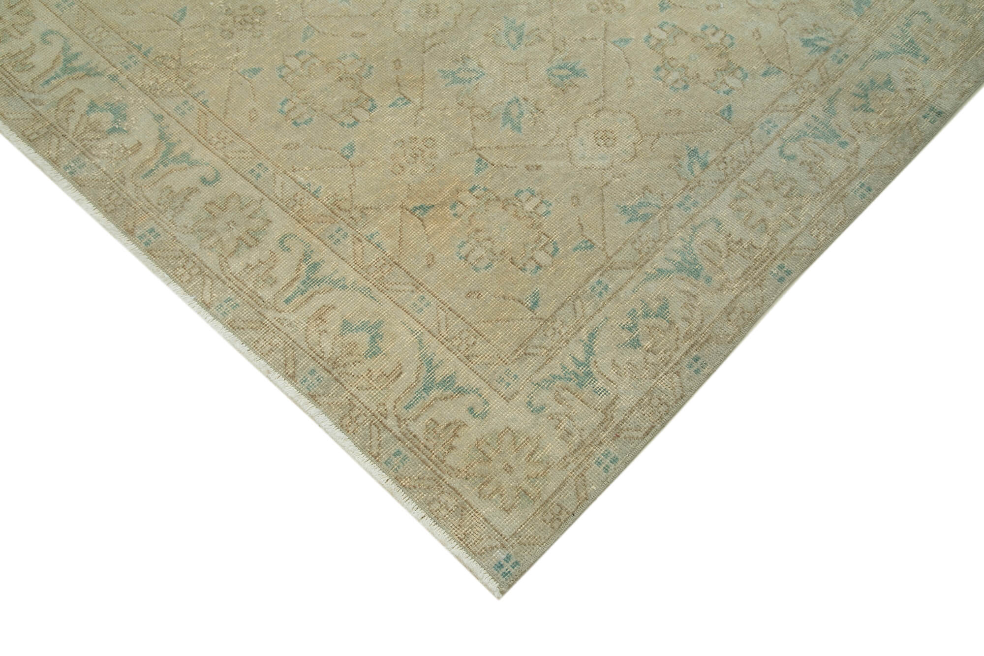 Vintage Cotton Wool Rug - Handmade Area Rug 5'11''x9'5'' Beige Turkish Wool Carpet
