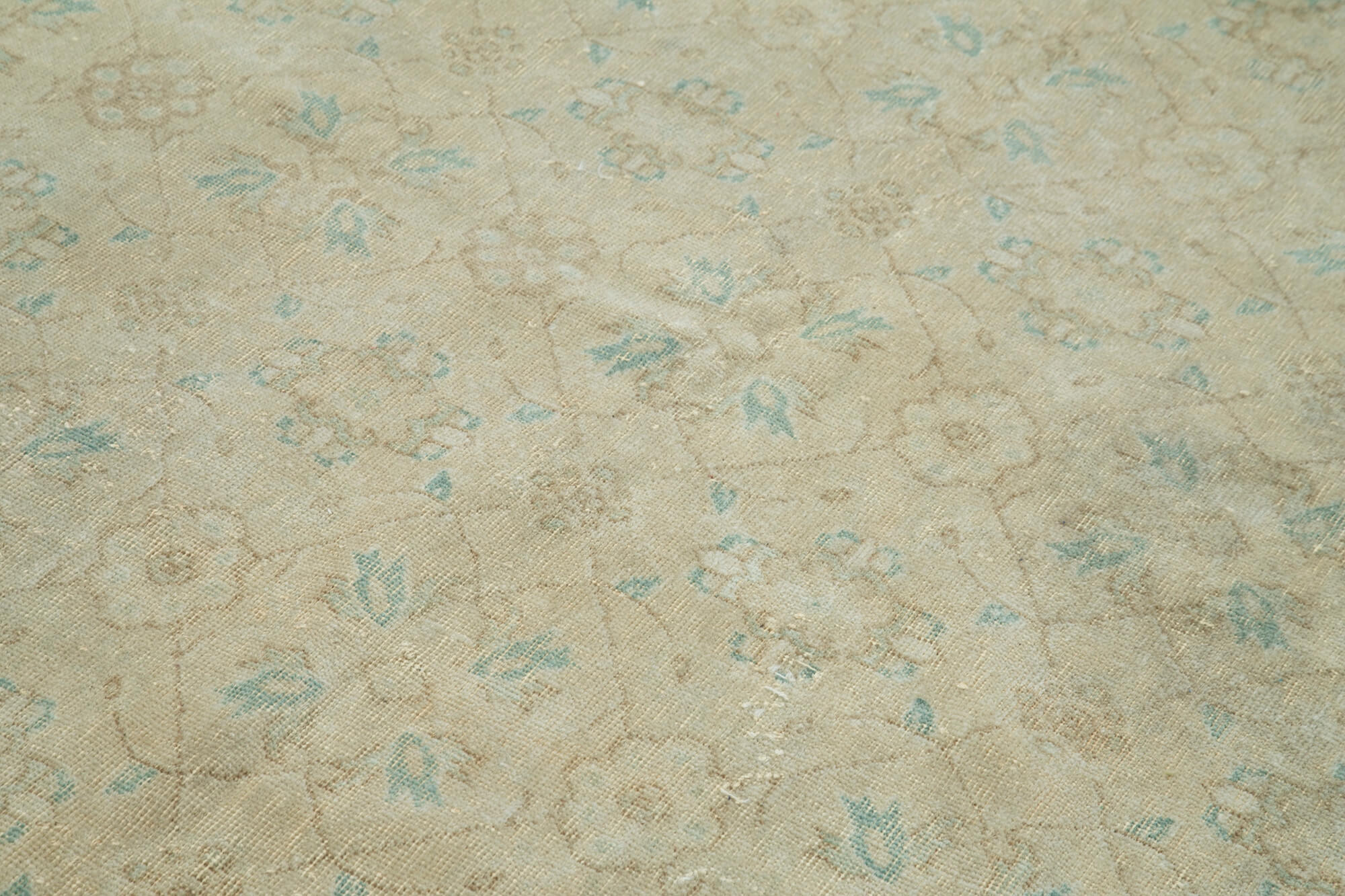 Vintage Cotton Wool Rug - Handmade Area Rug 5'11''x9'5'' Beige Turkish Wool Carpet