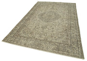 Handmade Wool Area Rug | Traditional Hand Knotted Vintage Cotton Rug - Beige 6'3''x10'1''