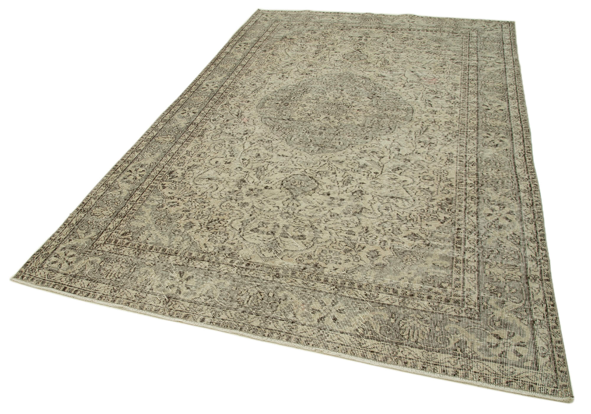 Handmade Wool Area Rug | Traditional Hand Knotted Vintage Cotton Rug - Beige 6'3''x10'1''