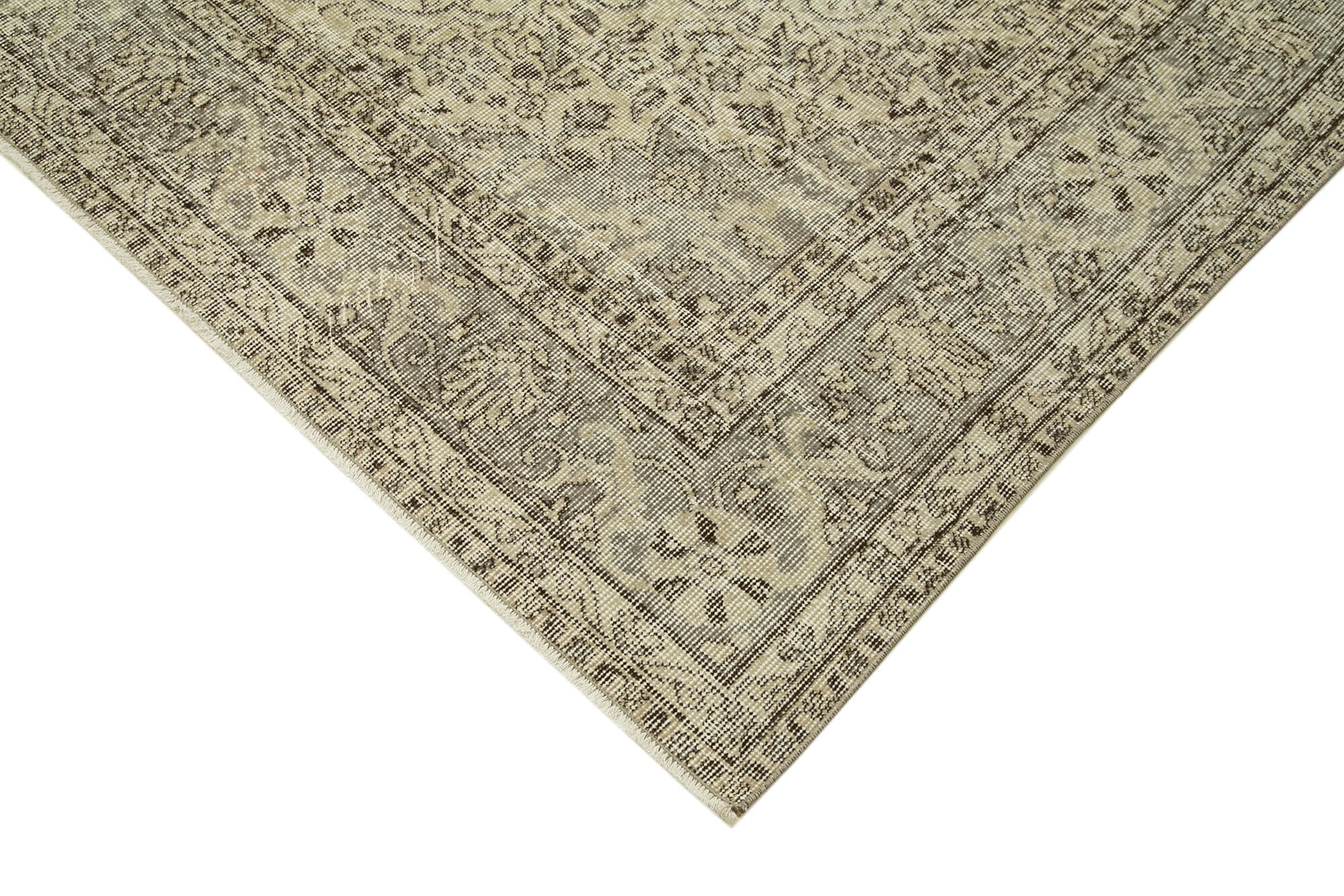 Handmade Wool Area Rug | Traditional Hand Knotted Vintage Cotton Rug - Beige 6'3''x10'1''
