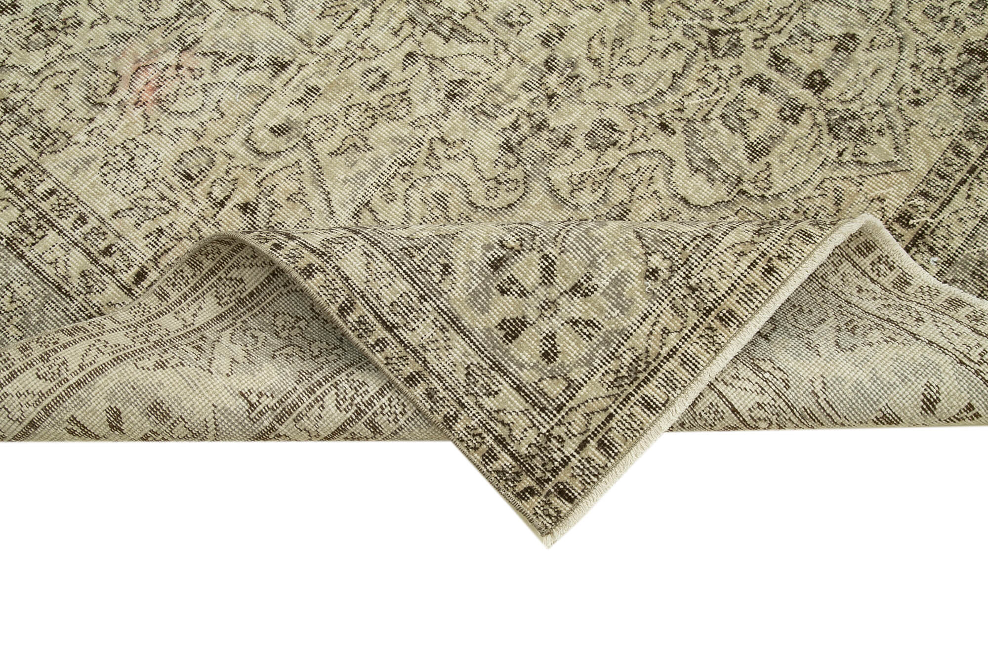 Handmade Wool Area Rug | Traditional Hand Knotted Vintage Cotton Rug - Beige 6'3''x10'1''