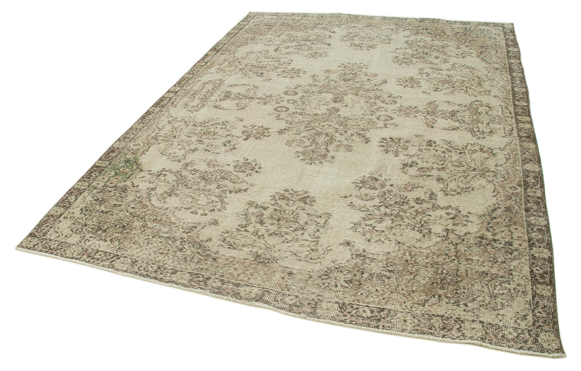 Handmade Wool Area Rug - Vintage Cotton Rug 6'9''x9'5'' Beige Soft Durable