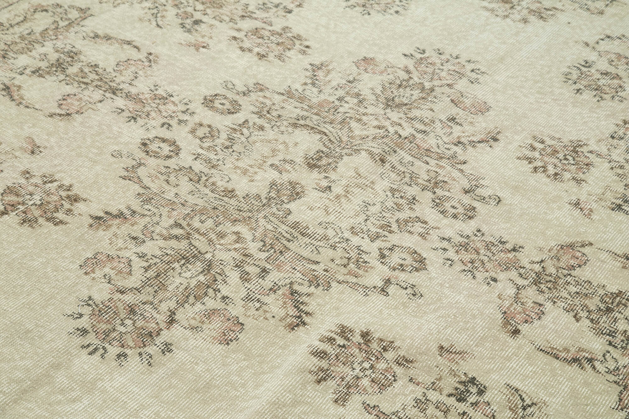 Handmade Wool Area Rug - Vintage Cotton Rug 6'9''x9'5'' Beige Soft Durable