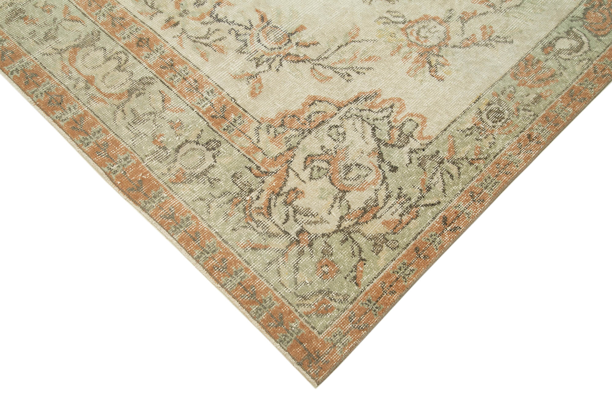 Handmade Vintage Area Rug – Neutral Beige Wool Cotton Bohemian Style Carpet 5'10''x10'1''