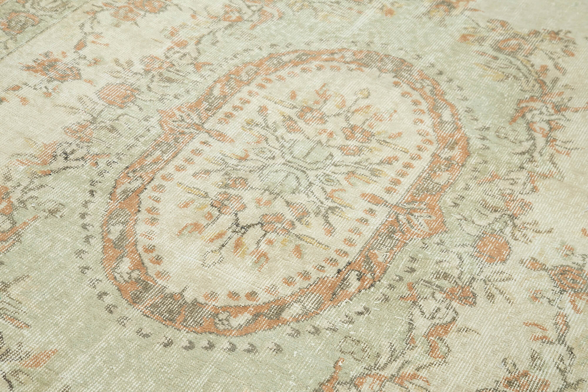 Handmade Vintage Area Rug – Neutral Beige Wool Cotton Bohemian Style Carpet 5'10''x10'1''