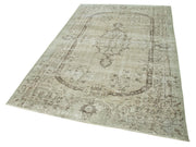 Handmade Wool Area Rug – Vintage Cotton Rug, Beige Turkish Wool Carpet 5'4''x8'6''