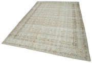 Handmade Wool Area Rug – Vintage Cotton Rug | Beige Area Carpet 6'5''x9'9''