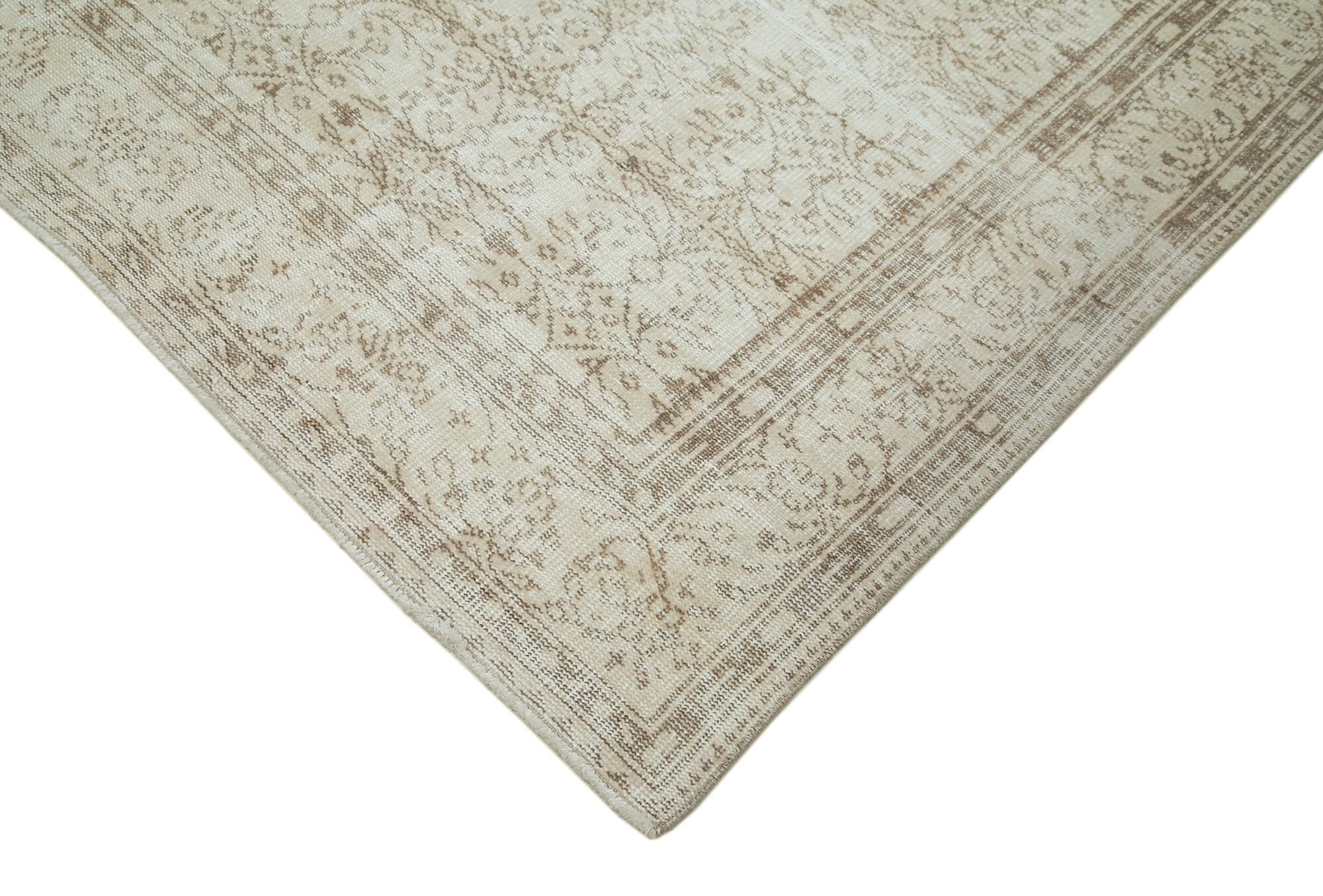 Handmade Wool Area Rug – Vintage Cotton Rug | Beige Area Carpet 6'5''x9'9''