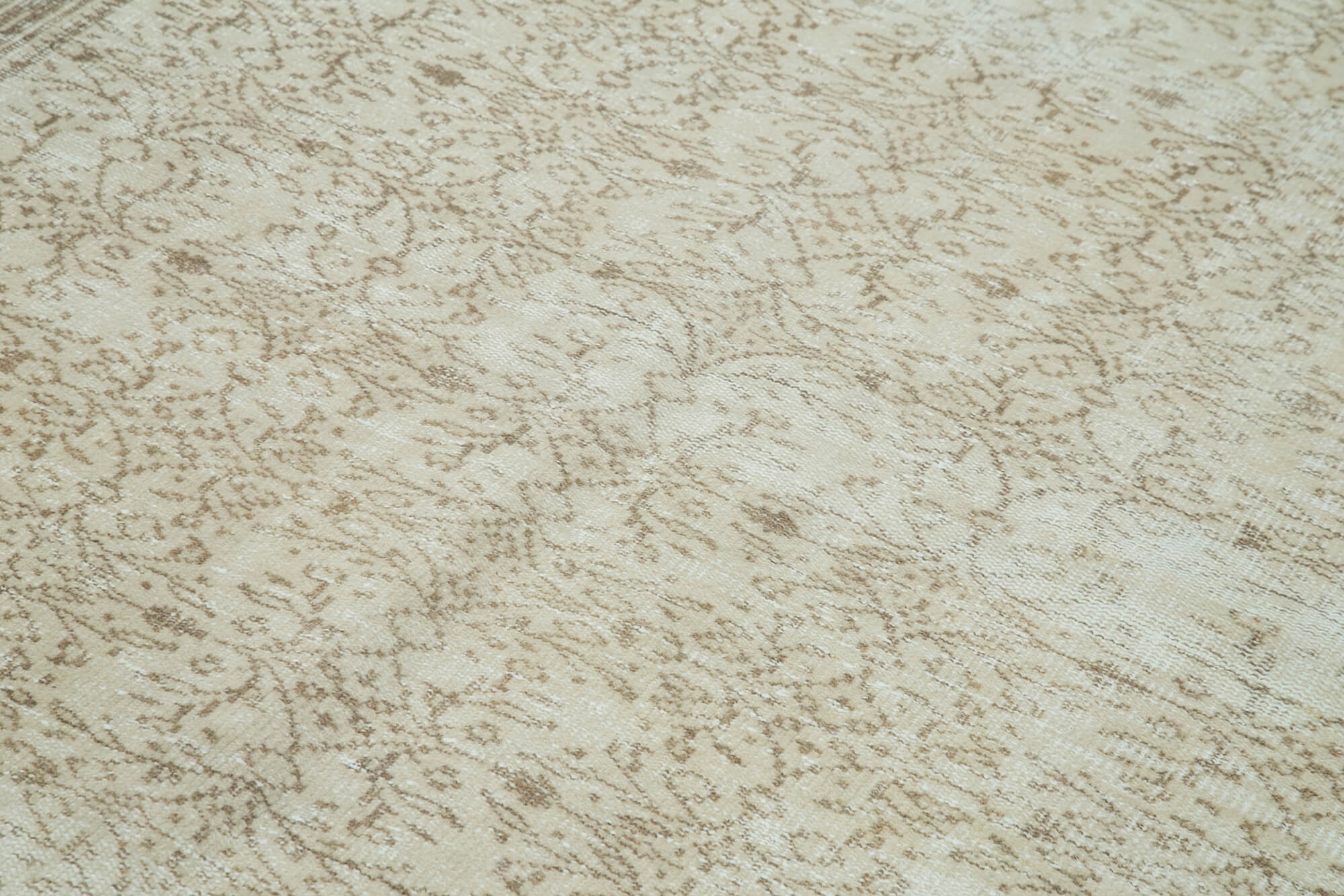 Handmade Wool Area Rug – Vintage Cotton Rug | Beige Area Carpet 6'5''x9'9''