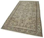 Handmade Wool Area Rug – Vintage Cotton Rug | Beige Neutral Color, 4'7''x9'