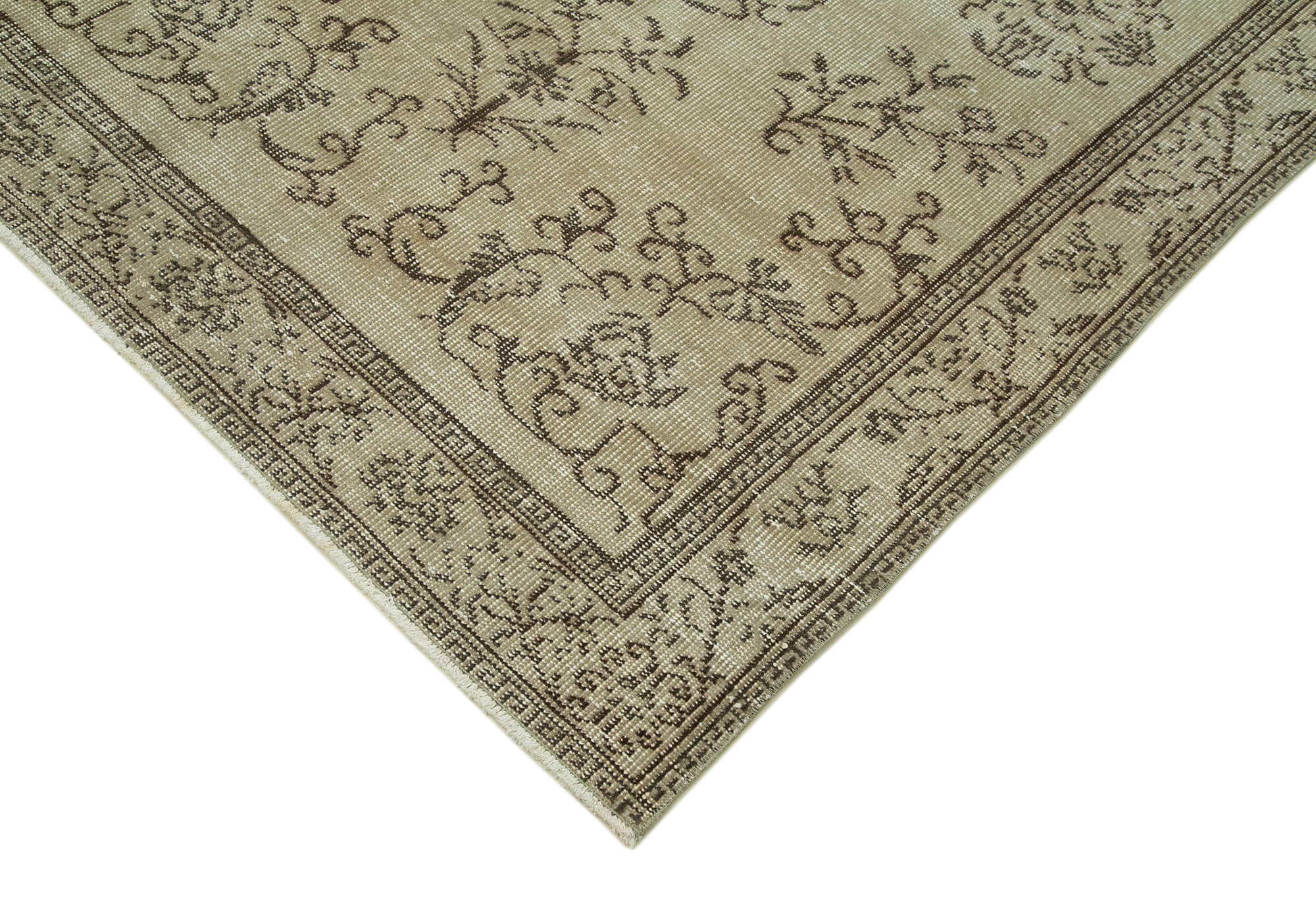 Handmade Wool Area Rug – Vintage Cotton Rug | Beige Neutral Color, 4'7''x9'