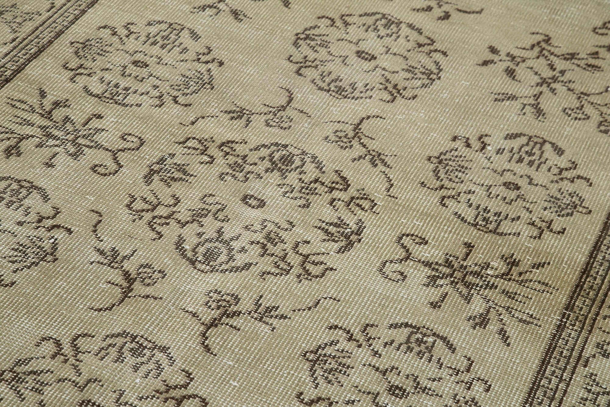 Handmade Wool Area Rug – Vintage Cotton Rug | Beige Neutral Color, 4'7''x9'