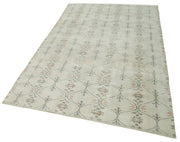Handmade Wool Area Rug – Vintage Cotton Rug, Beige 5'3'' x 8'6'' Boho Style