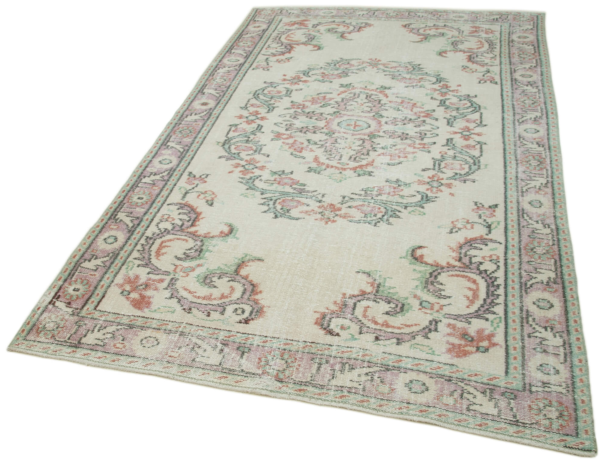 Handmade Wool Area Rug – Vintage Cotton Rug Beige 5'4''x8'10'' Classic Turkish Wool