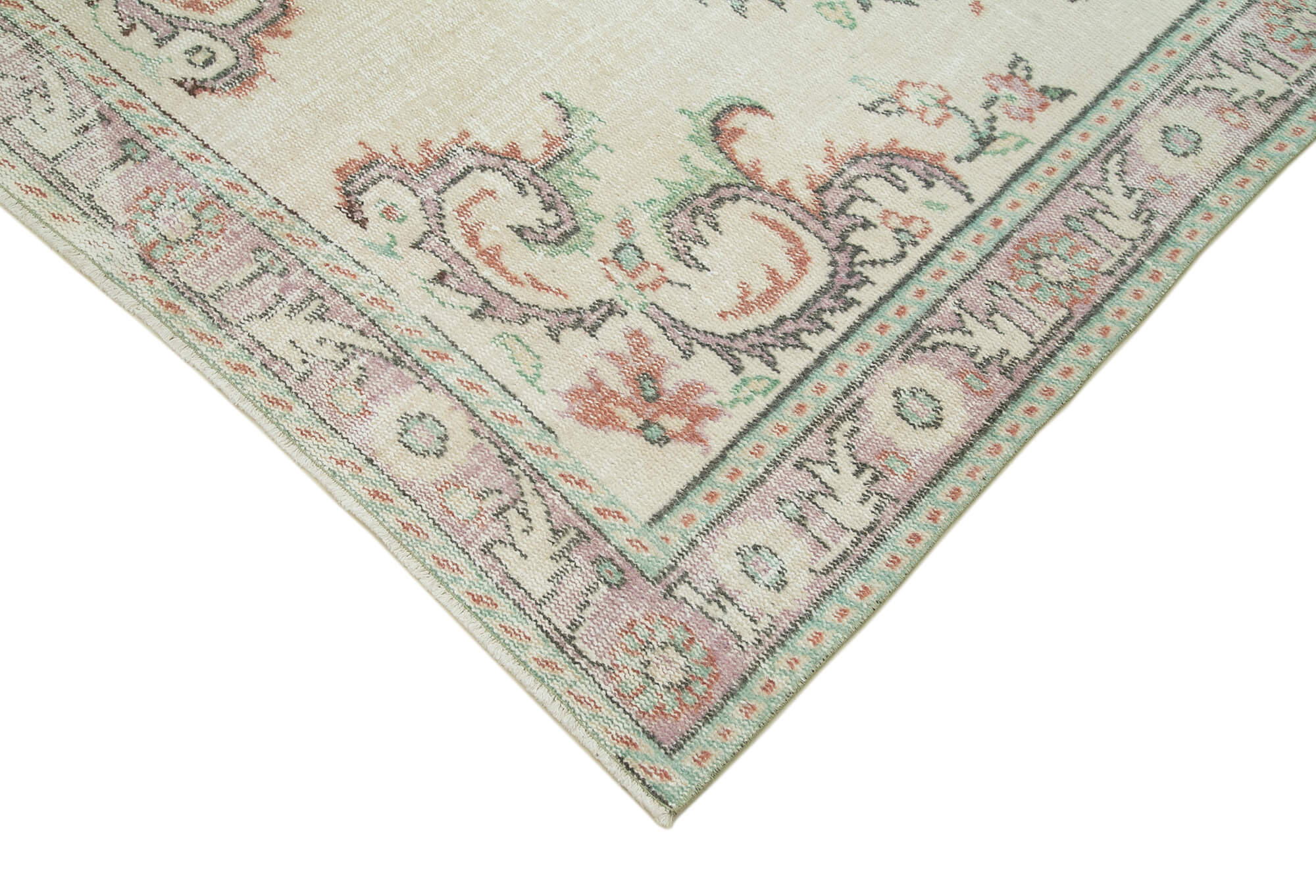 Handmade Wool Area Rug – Vintage Cotton Rug Beige 5'4''x8'10'' Classic Turkish Wool