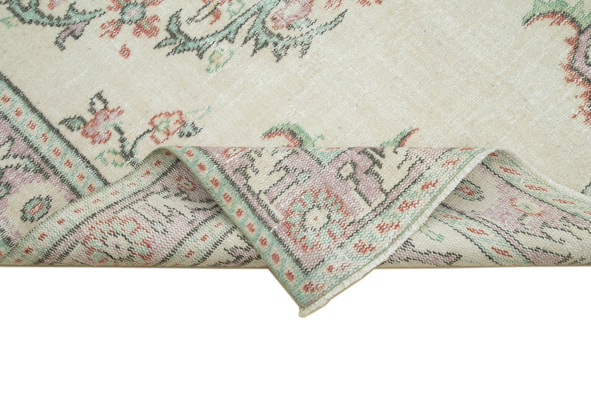 Handmade Wool Area Rug – Vintage Cotton Rug Beige 5'4''x8'10'' Classic Turkish Wool