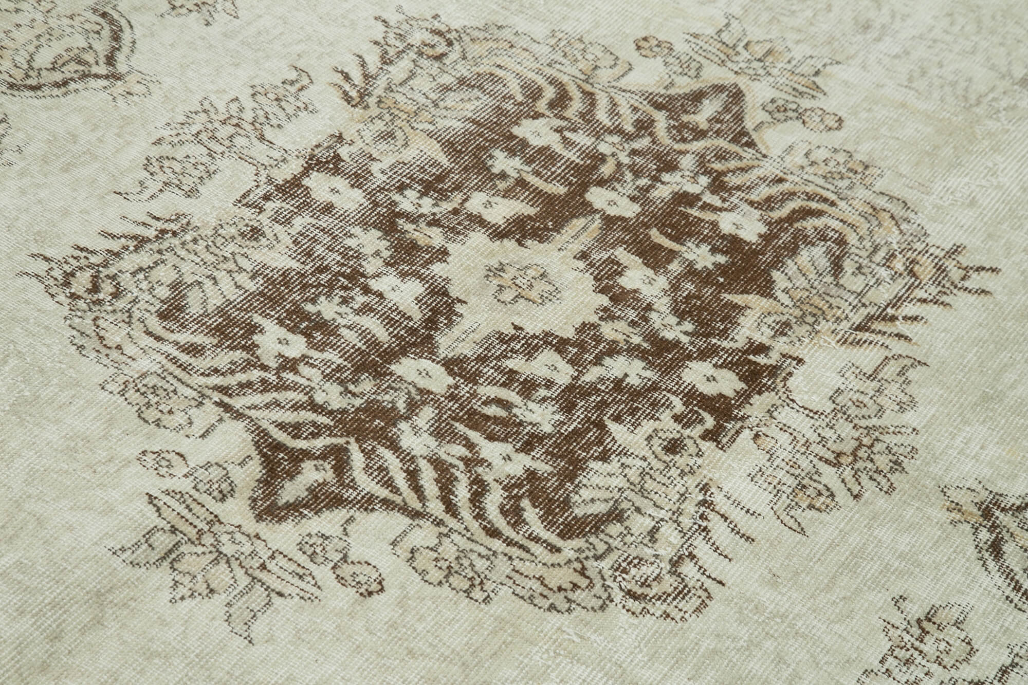 Handmade Wool Area Rug – Vintage Cotton Rug, Beige 5'6''x8'0'' Durable Cotton Weave