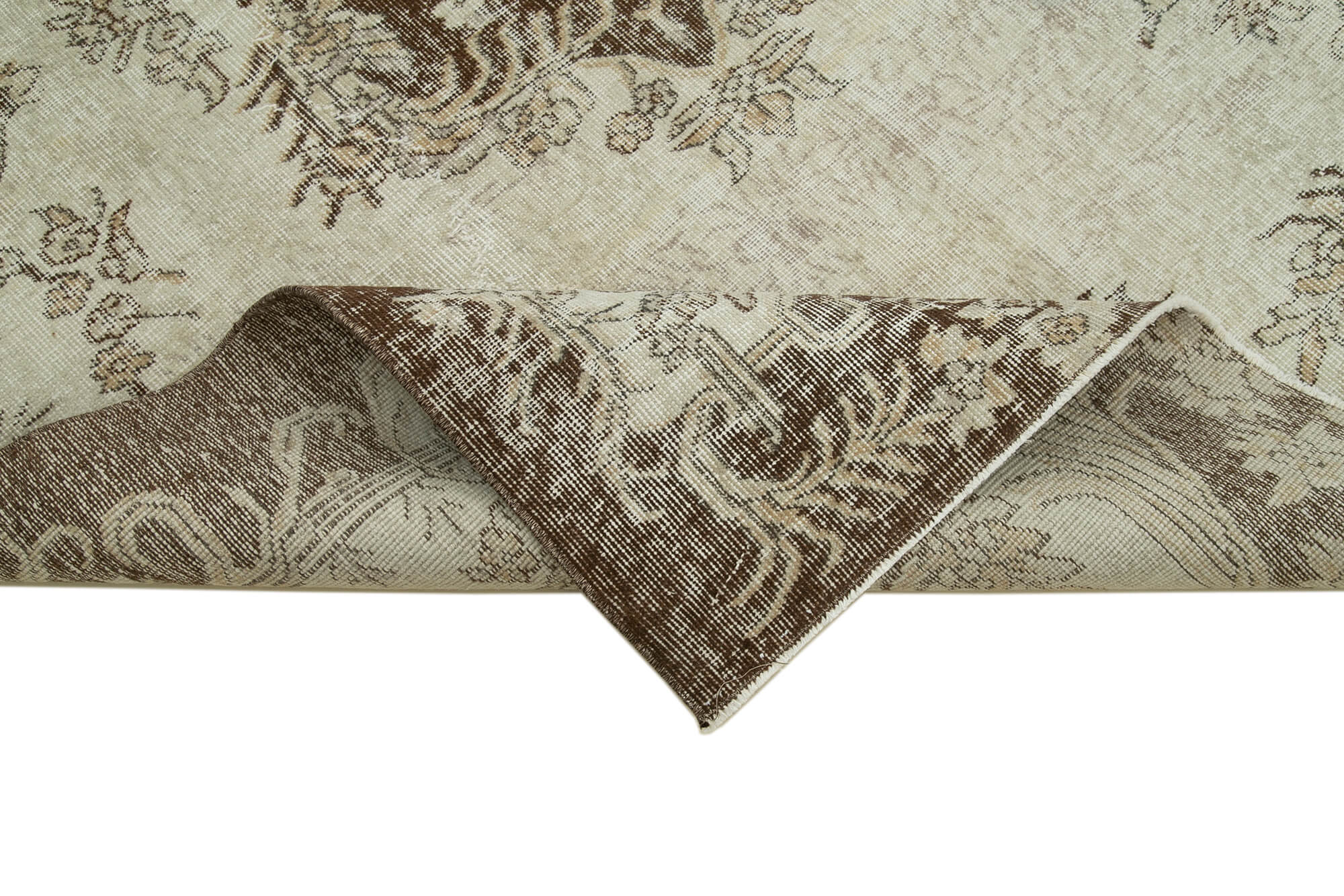 Handmade Wool Area Rug – Vintage Cotton Rug, Beige 5'6''x8'0'' Durable Cotton Weave