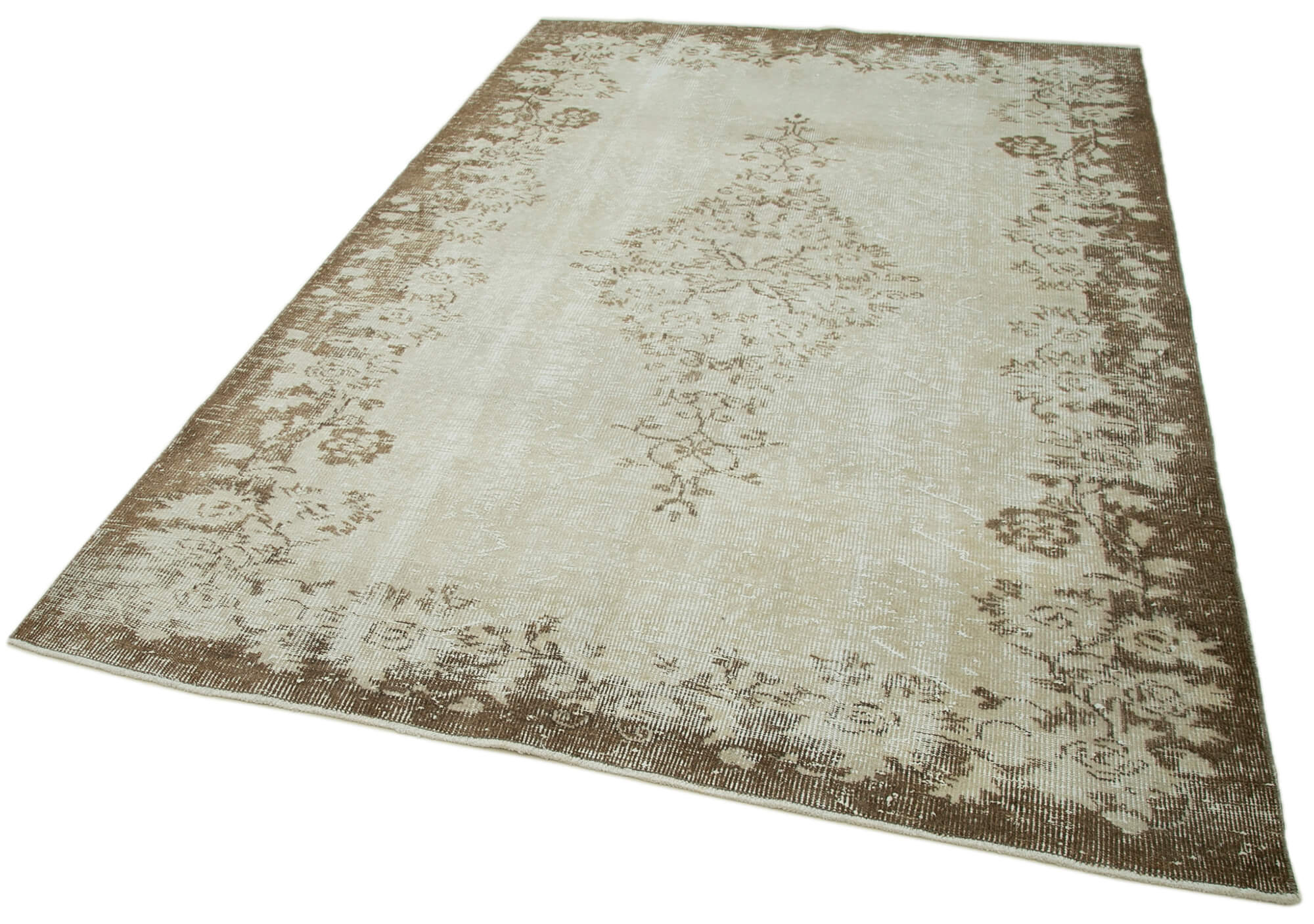 Vintage Cotton Wool Rug – Handmade Area Rug 5'7'' x 8'7'' | Turkish Hand Knotted Carpet