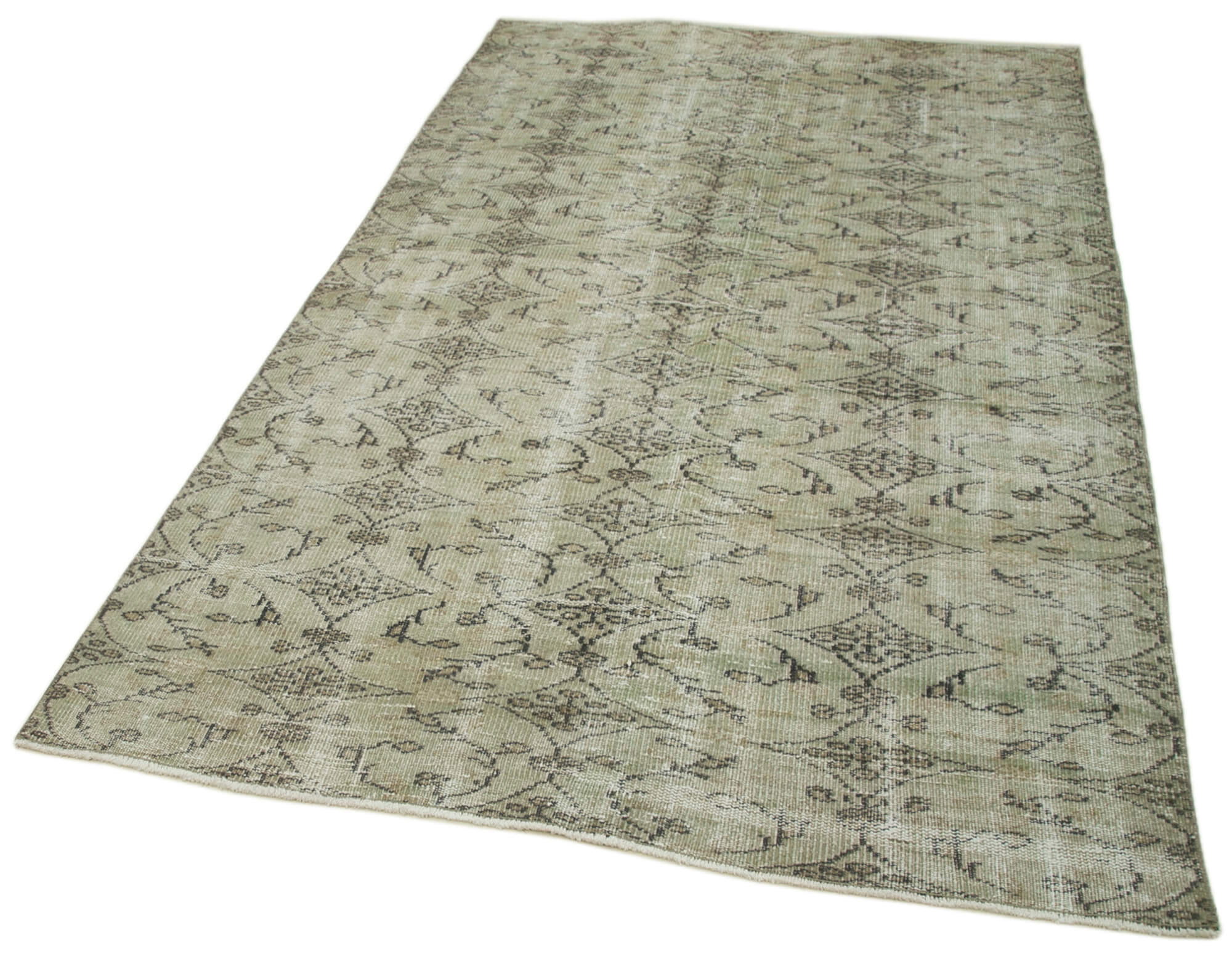 Vintage Cotton Wool Rug - Handmade Area Rug 5'1'' x 8'4'' | Classic Beige Carpet