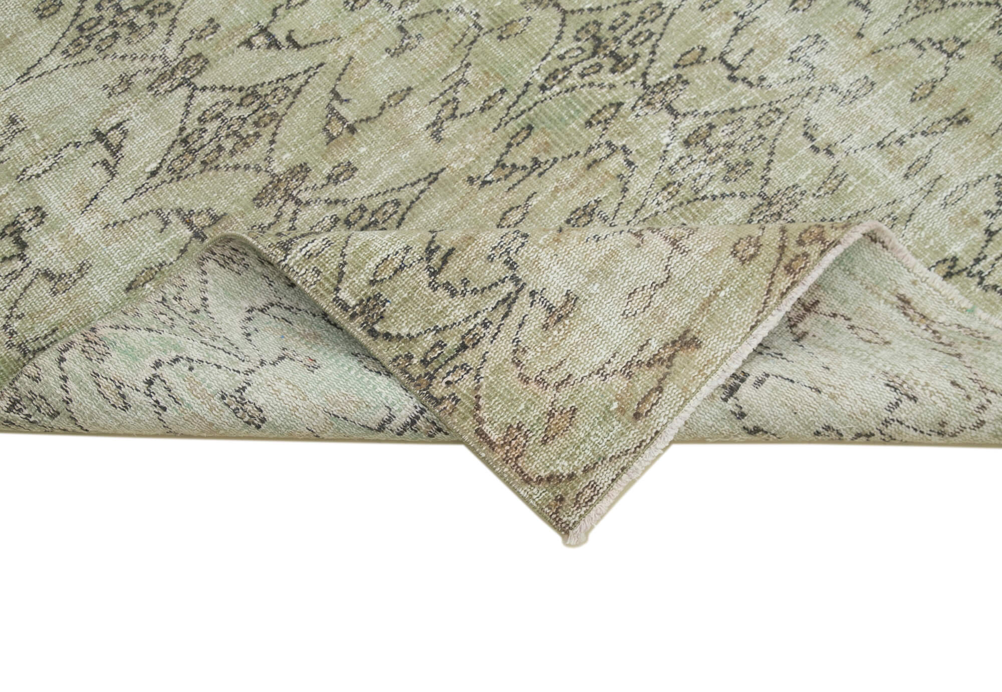 Vintage Cotton Wool Rug - Handmade Area Rug 5'1'' x 8'4'' | Classic Beige Carpet