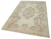 Vintage Handmade Area Rug – Beige Wool Rug 5x8 | Hand Woven Turkish Carpet