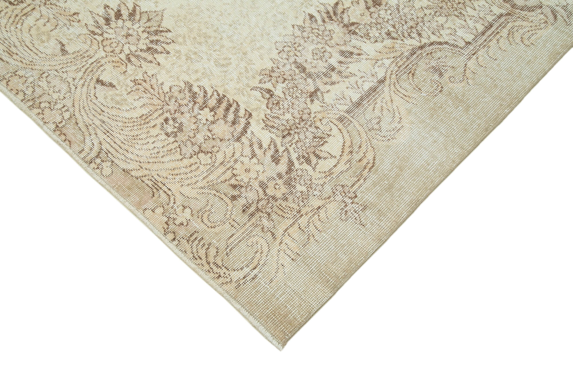 Vintage Handmade Area Rug – Beige Wool Rug 5x8 | Hand Woven Turkish Carpet