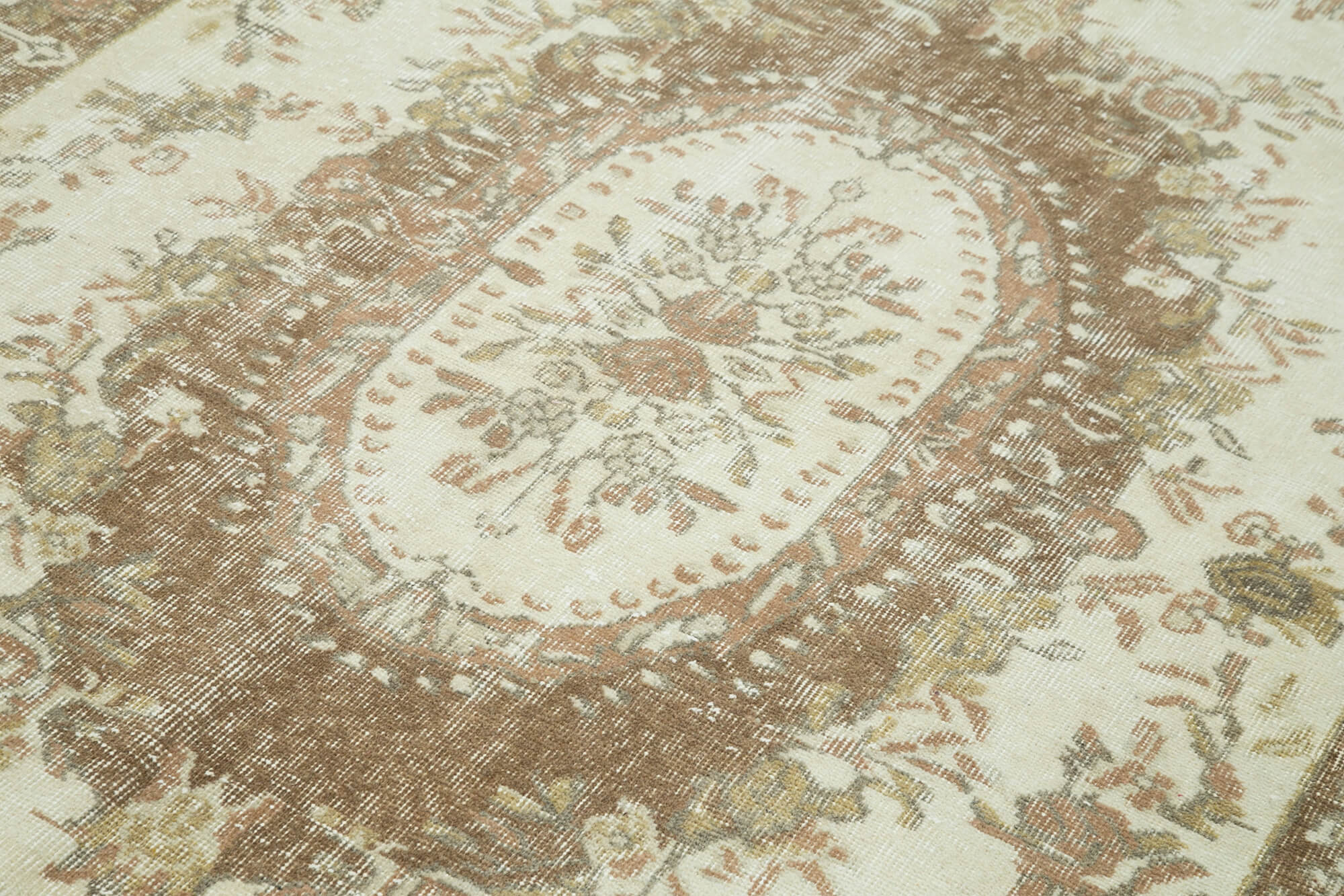 Handmade Wool Area Rug - Vintage Cotton Rug | Beige Wool Carpet, Durable Cotton Weave