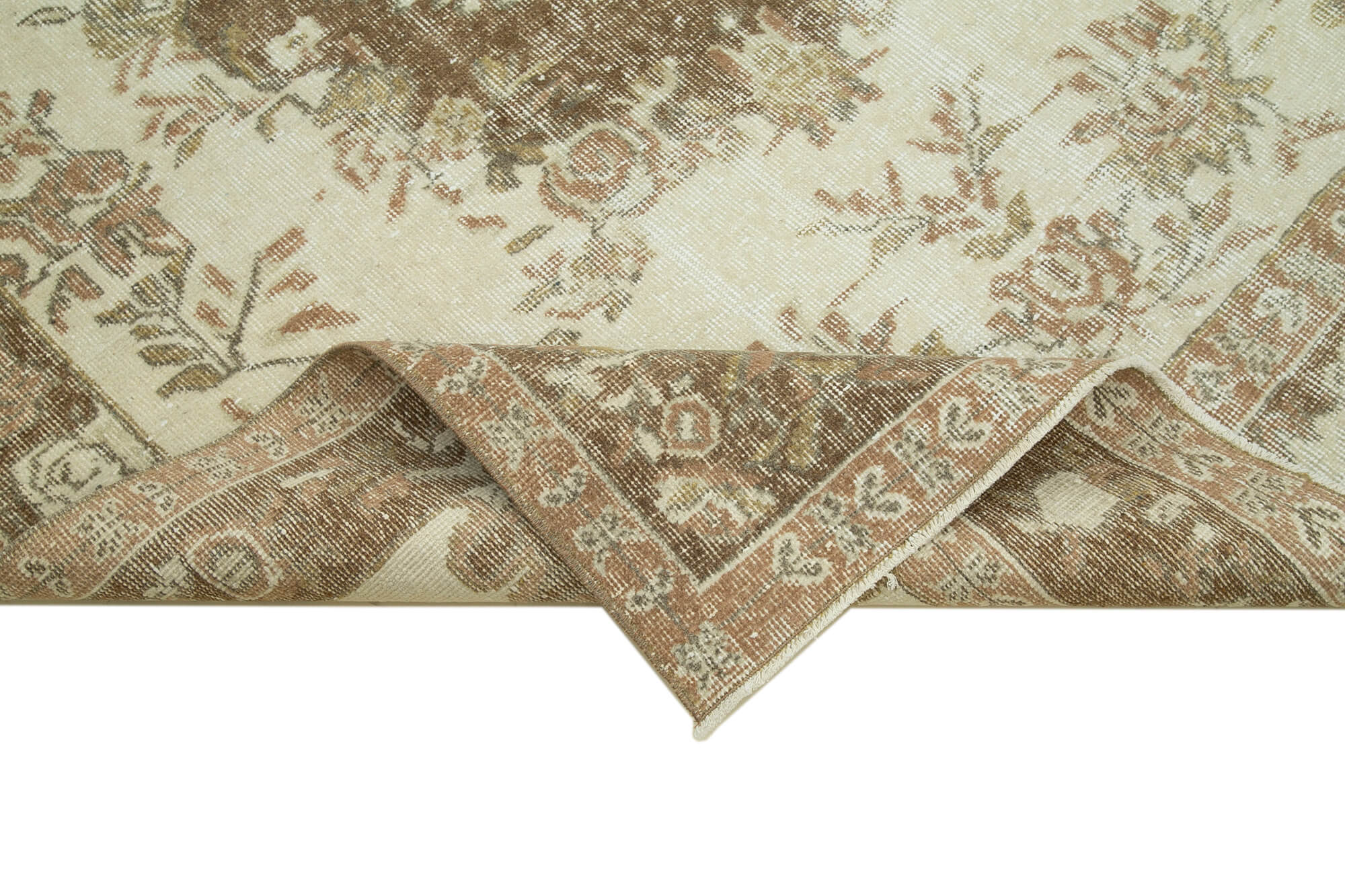 Handmade Wool Area Rug - Vintage Cotton Rug | Beige Wool Carpet, Durable Cotton Weave