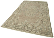 Handmade Vintage Area Rug – Classic Beige Wool Carpet with Durable Cotton Weave 6'1"x9'9"