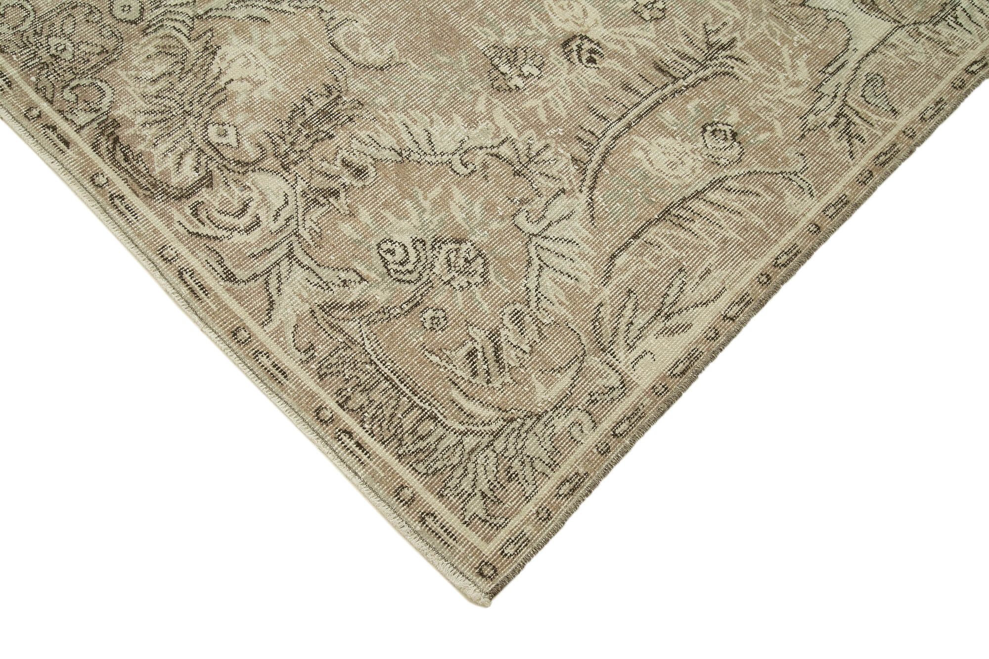 Handmade Vintage Area Rug – Classic Beige Wool Carpet with Durable Cotton Weave 6'1"x9'9"