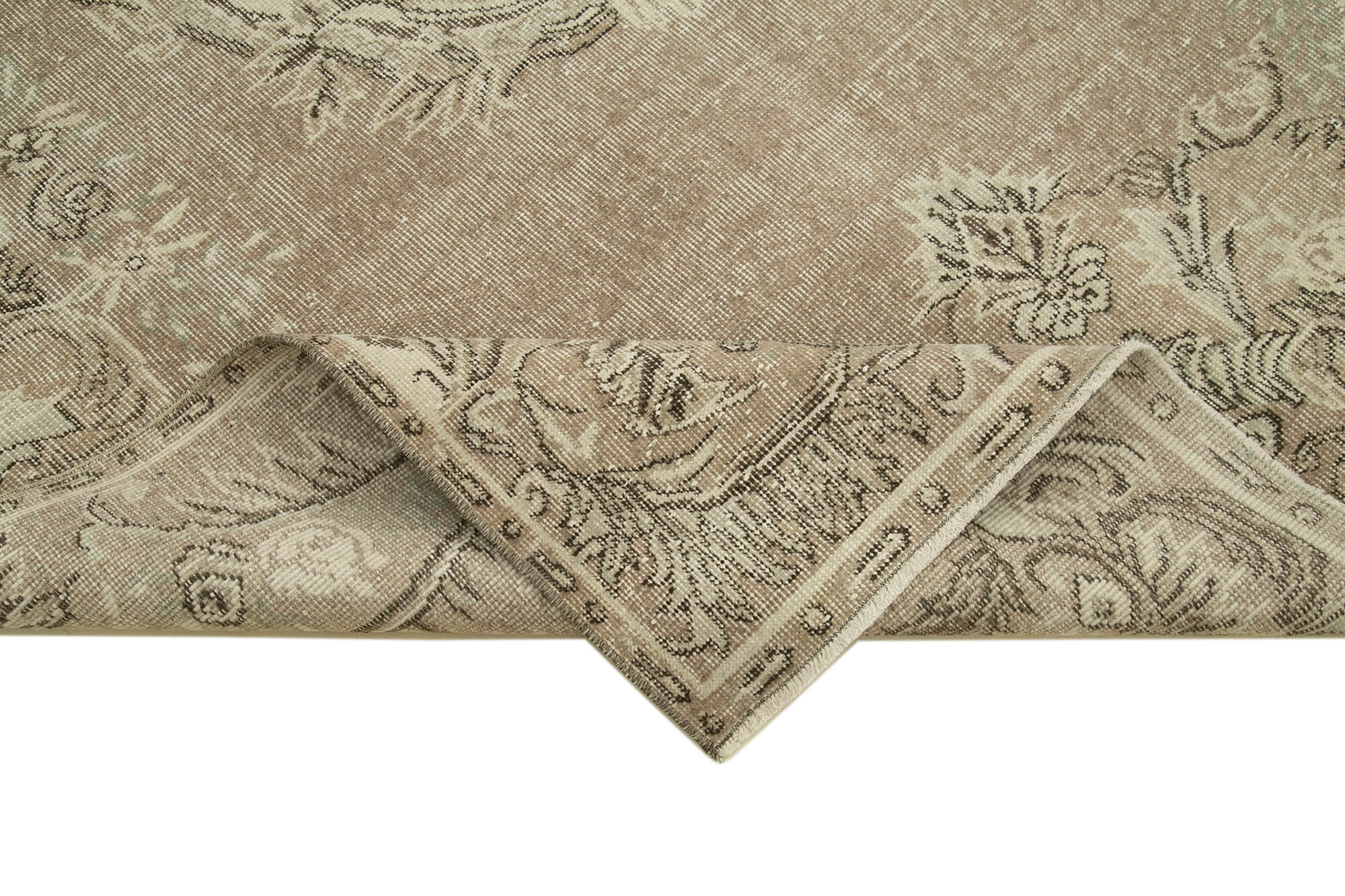 Handmade Vintage Area Rug – Classic Beige Wool Carpet with Durable Cotton Weave 6'1"x9'9"