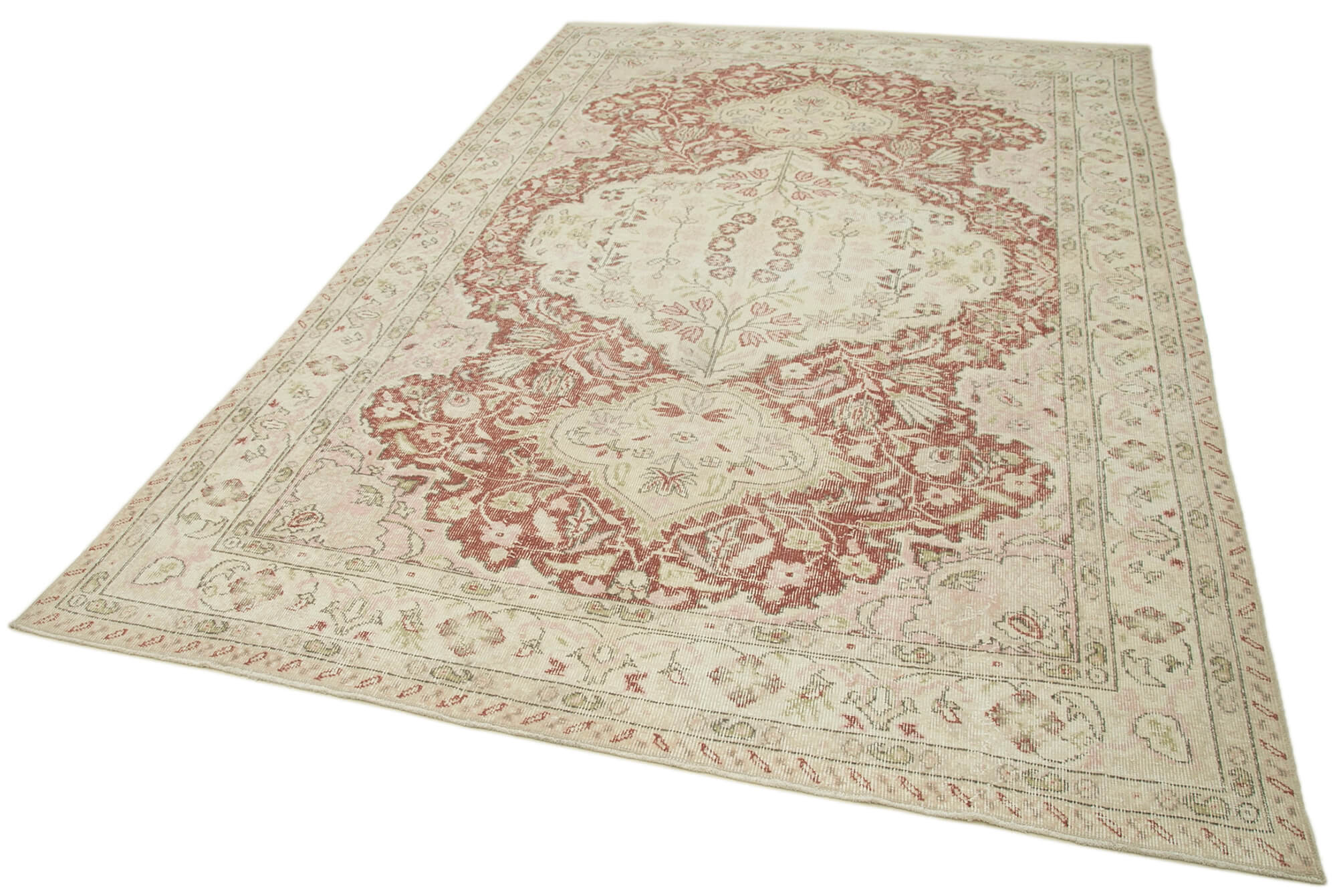 Vintage Cotton Wool Rug – Handmade Area Rug 6'4'' x 9'10'' | Turkish Wool Carpet