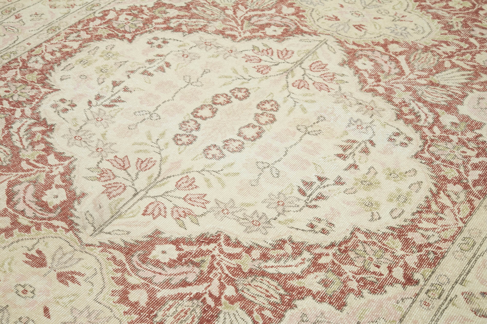 Vintage Cotton Wool Rug – Handmade Area Rug 6'4'' x 9'10'' | Turkish Wool Carpet