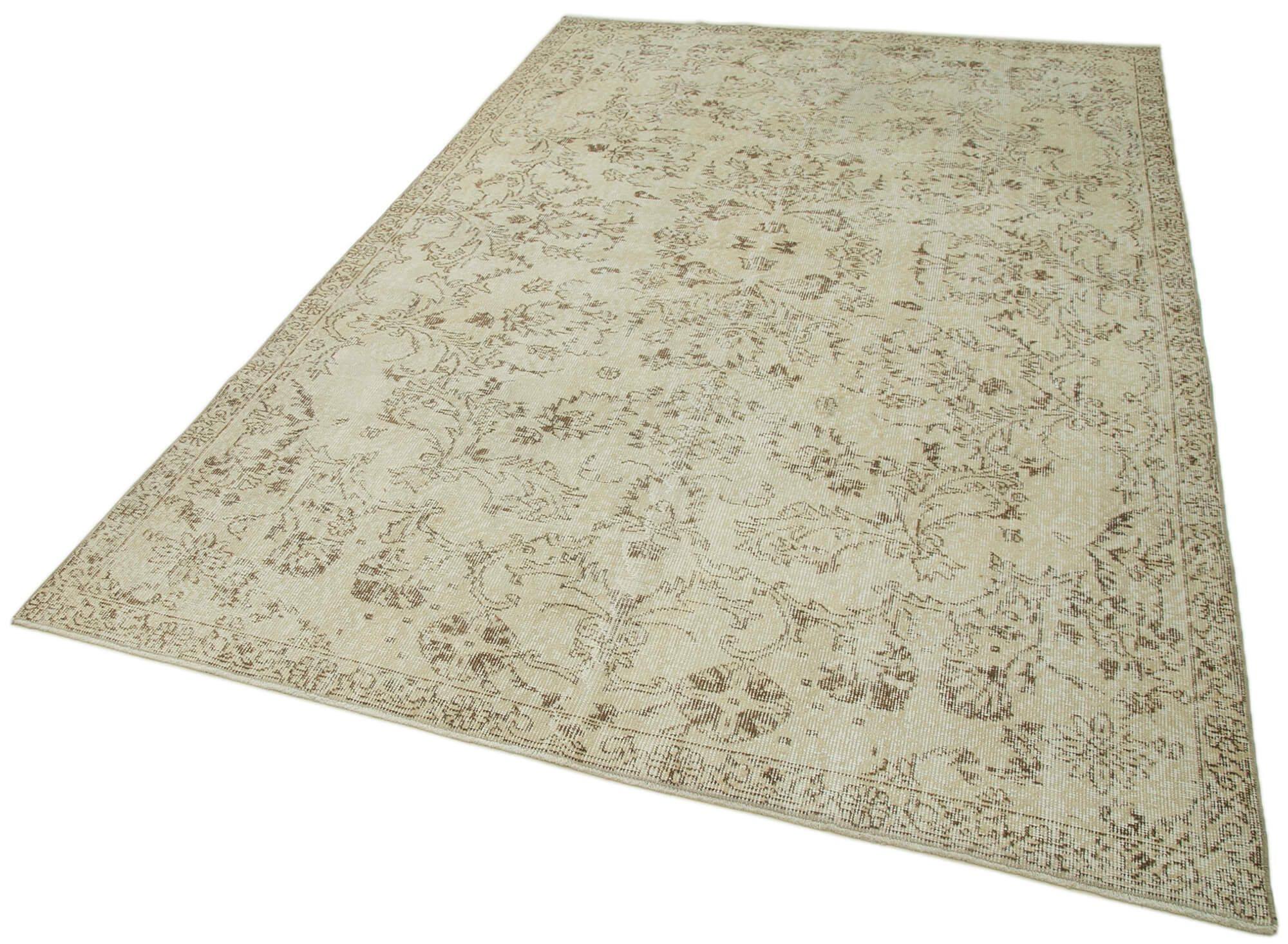 Handmade Vintage Area Rug – Neutral Beige Wool & Cotton, Turkish Hand Knotted 4'10''x9'5''