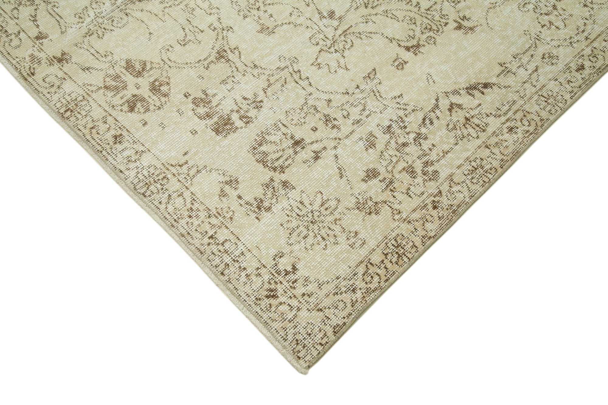 Handmade Vintage Area Rug – Neutral Beige Wool & Cotton, Turkish Hand Knotted 4'10''x9'5''