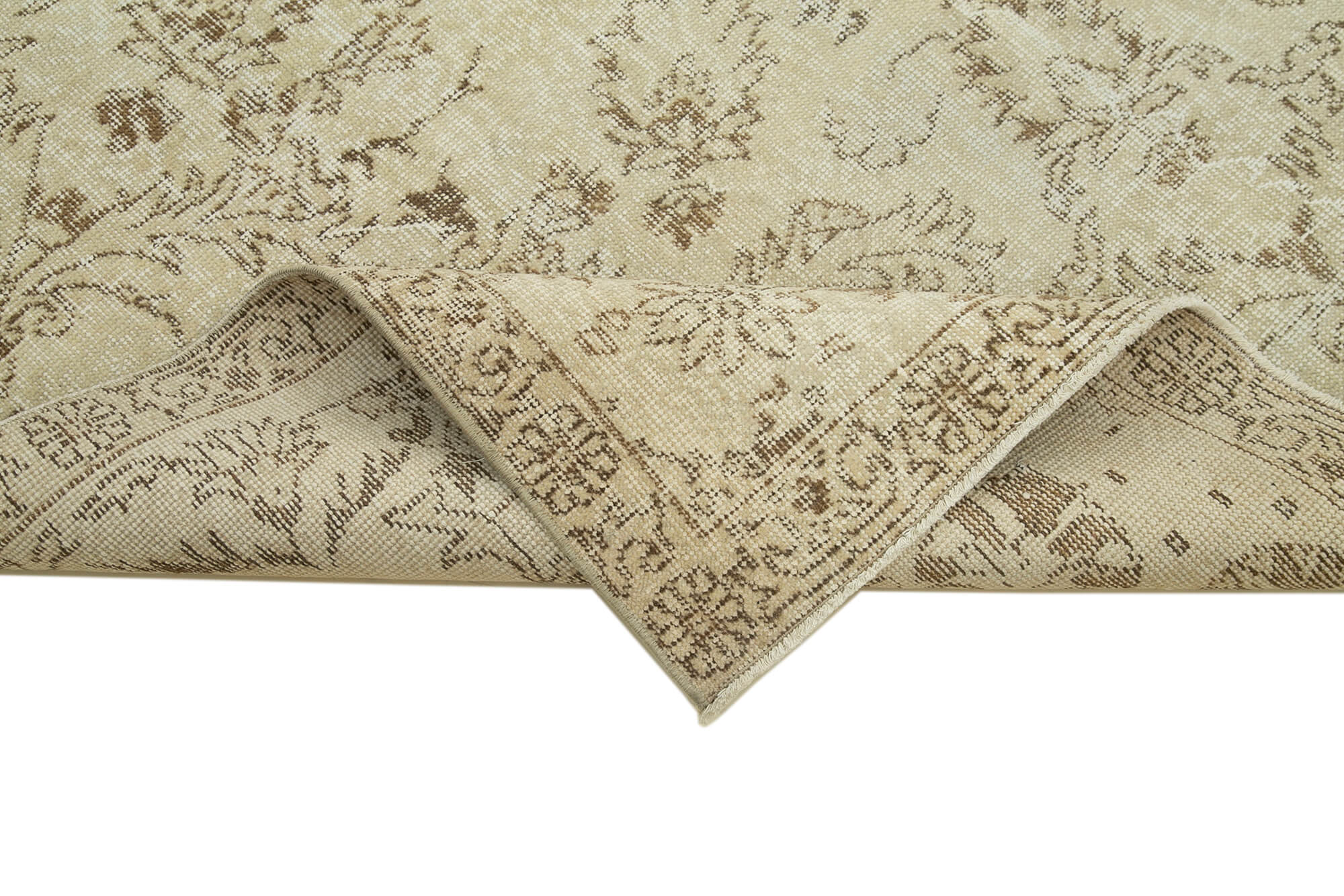 Handmade Vintage Area Rug – Neutral Beige Wool & Cotton, Turkish Hand Knotted 4'10''x9'5''