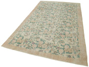 Handmade Wool Area Rug – Vintage Cotton Rug 5'5'' x 8'11'' Beige Classic Living Room Carpet