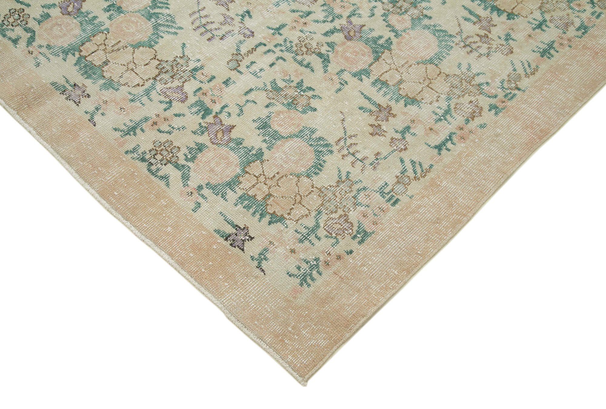 Handmade Wool Area Rug – Vintage Cotton Rug 5'5'' x 8'11'' Beige Classic Living Room Carpet