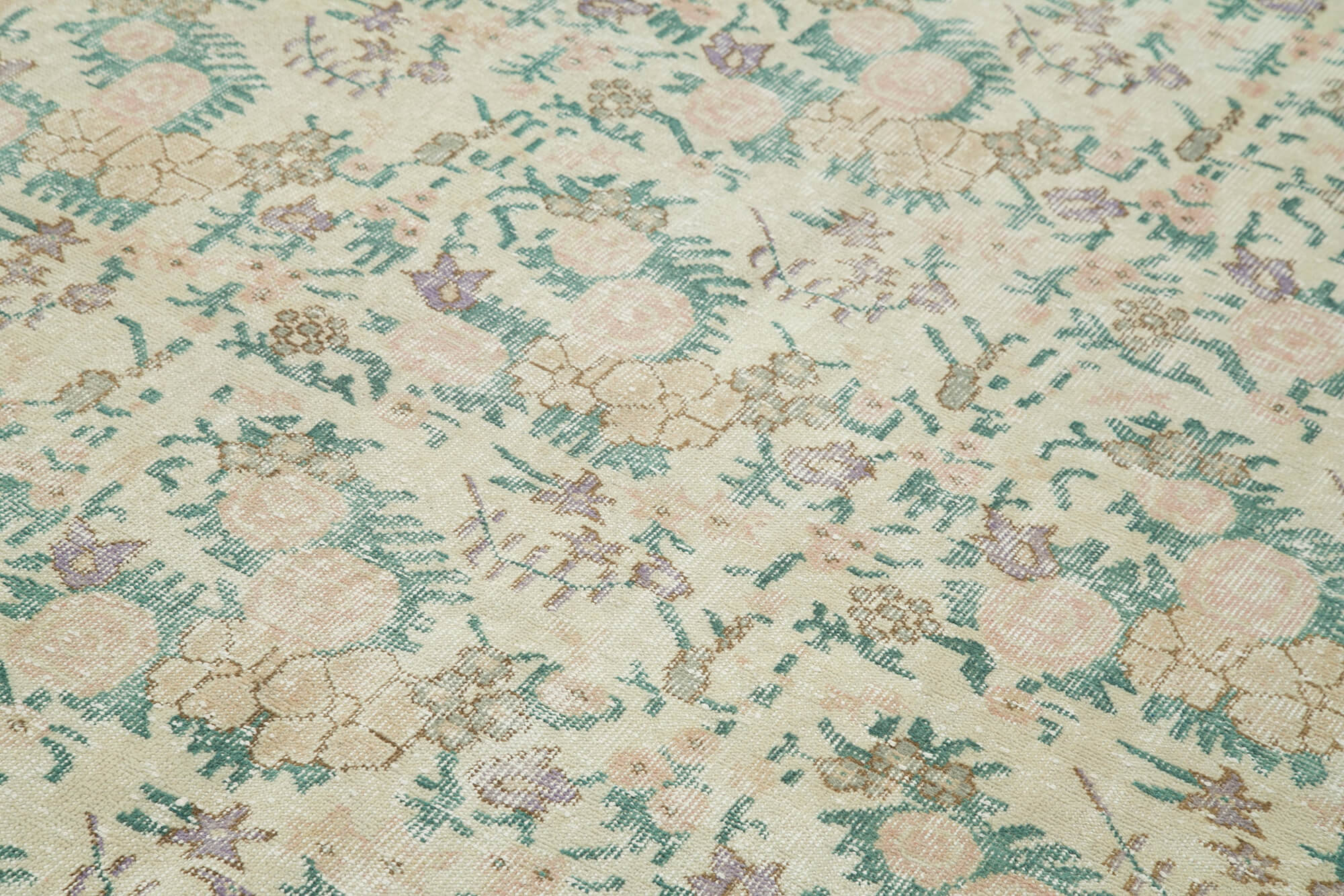Handmade Wool Area Rug – Vintage Cotton Rug 5'5'' x 8'11'' Beige Classic Living Room Carpet