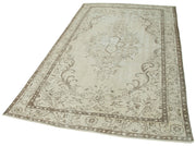 Handmade Vintage Area Rug – Beige Wool 5'7''x9'3'' | Durable Cotton Wool Rug