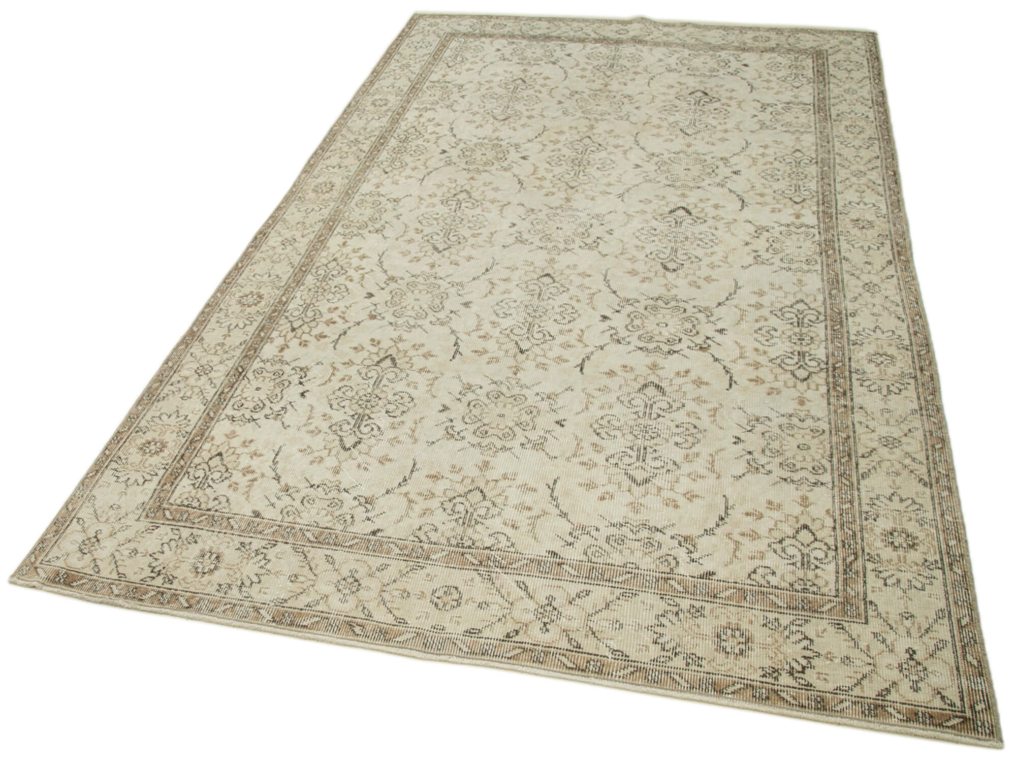 Handmade Wool Area Rug – Vintage Cotton Wool Blend 5x9 Area Rug Beige