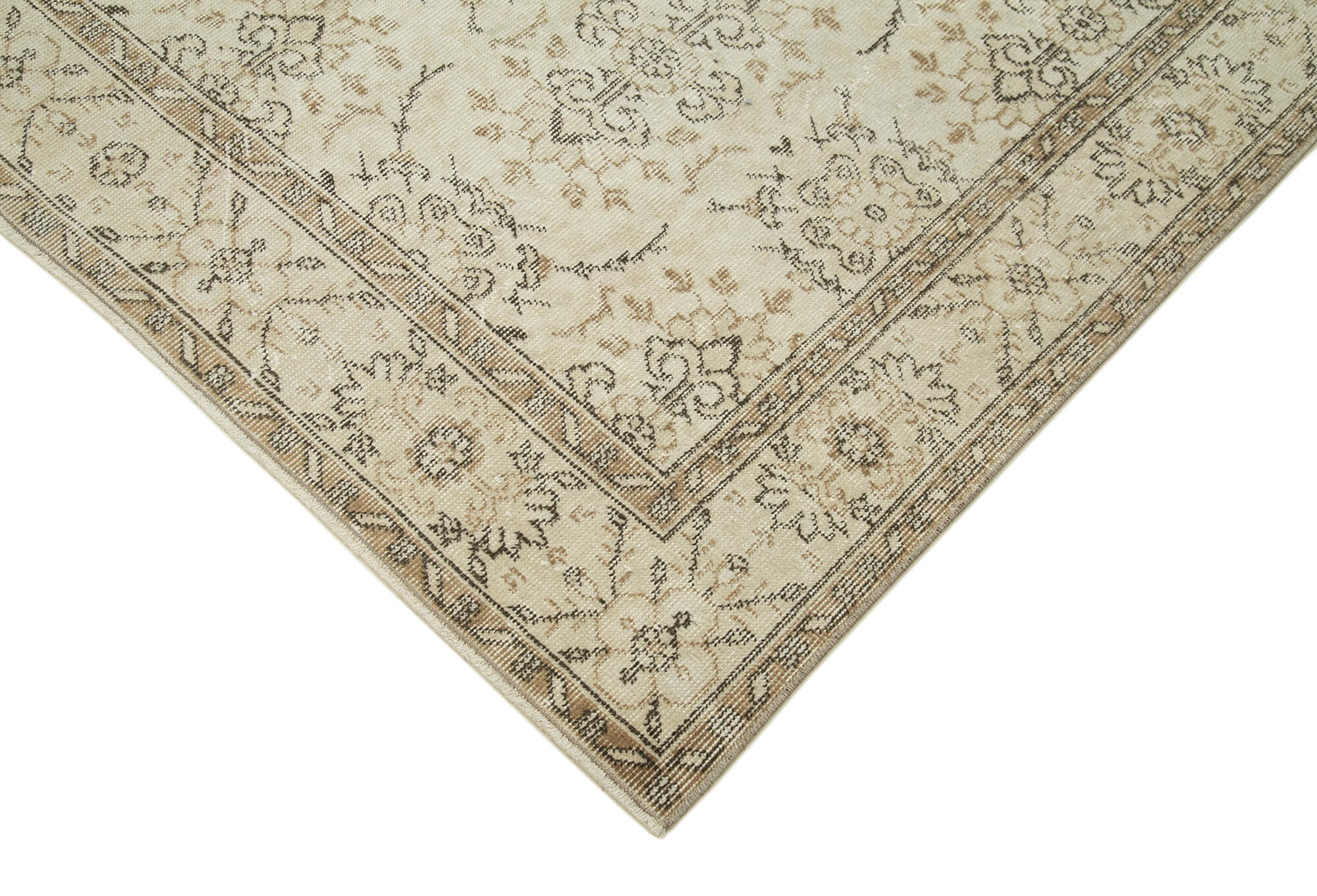 Handmade Wool Area Rug – Vintage Cotton Wool Blend 5x9 Area Rug Beige