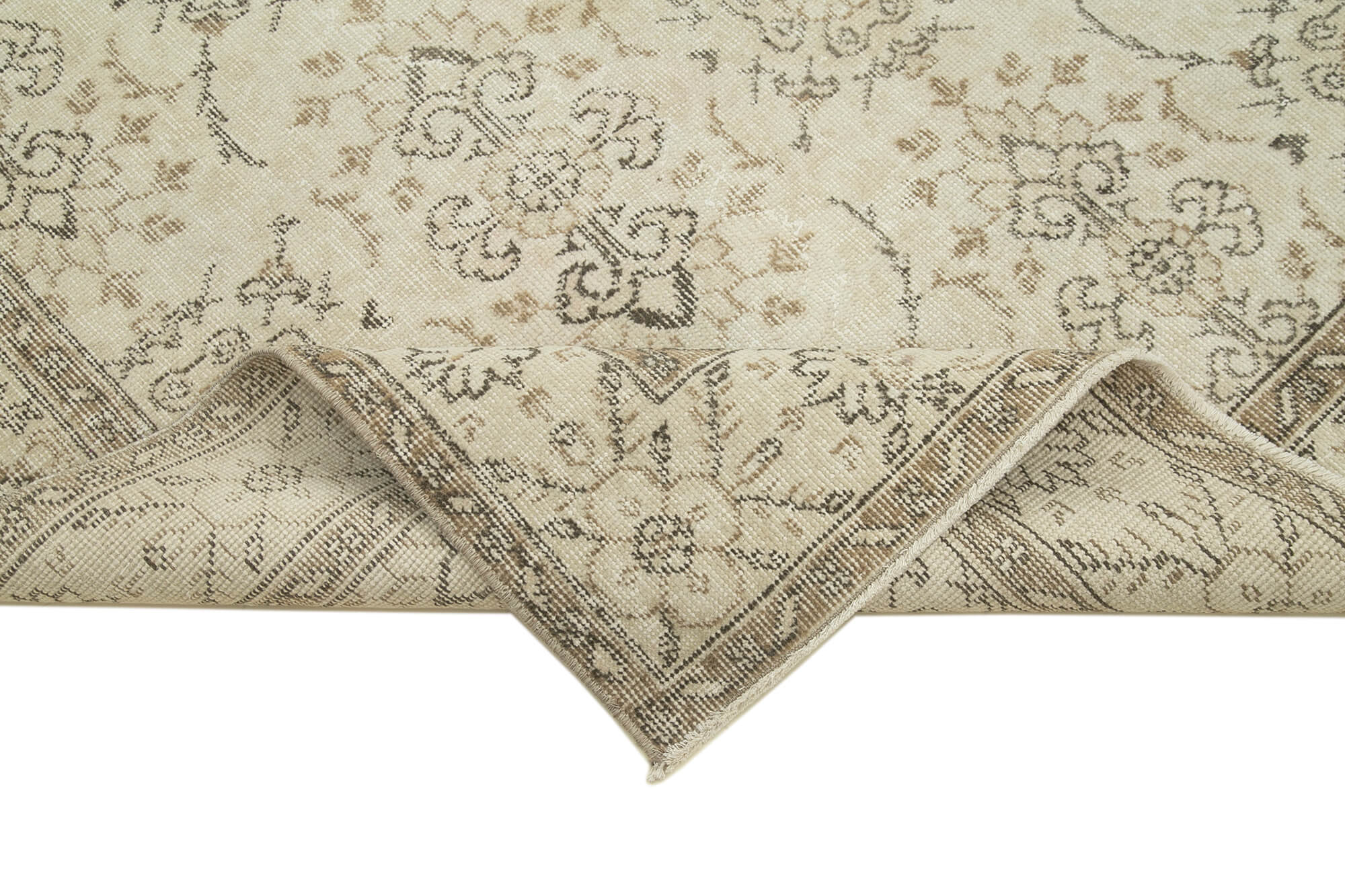 Handmade Wool Area Rug – Vintage Cotton Wool Blend 5x9 Area Rug Beige
