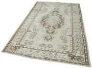 Handmade Wool Area Rug – Vintage Cotton Rug | Beige Area Carpet 5'1''x8'2''